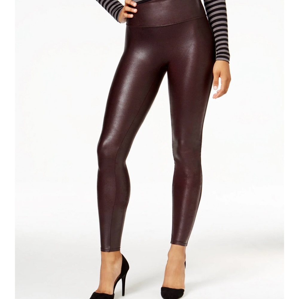 SPANX WINE FAUX LEATHER Leggings